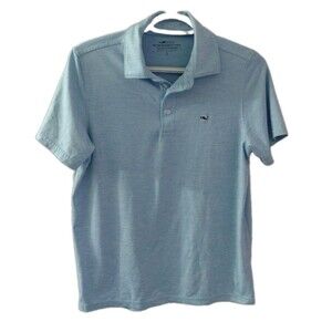 Vineyard Vines On The Go Sankaty Men's L Blue White Striped Performance Polo